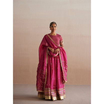 WeaverStory Mastani Rani Pink Cotton Tissue Choli with Lehenga and Dupatta (Set of 3)