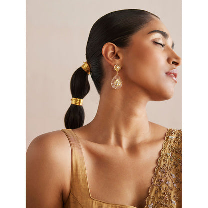 WeaverStory Mastani Gold Tissue Choli with Lehenga (Set of 2)