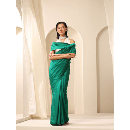 WeaverStory Green Pure Silk Saree with Unstitched Blouse