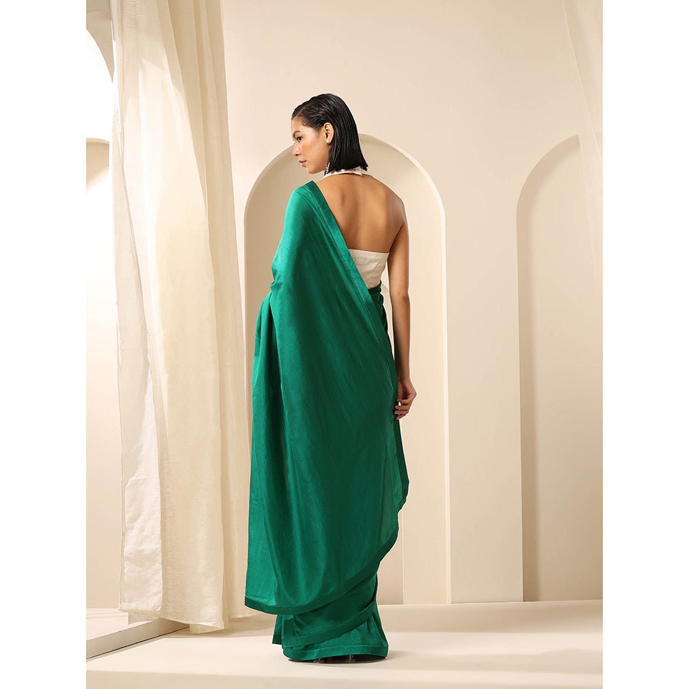 WeaverStory Green Pure Silk Saree with Unstitched Blouse