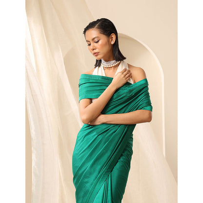 WeaverStory Green Pure Silk Saree with Unstitched Blouse