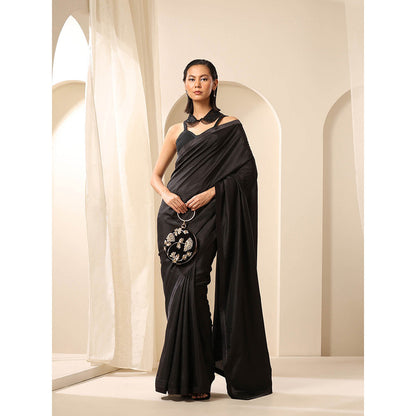 WeaverStory Black Pure Silk Saree with Unstitched Blouse