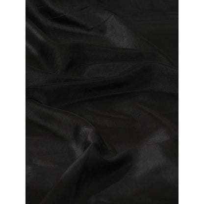 WeaverStory Black Pure Silk Saree with Unstitched Blouse