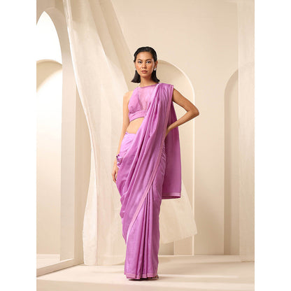 WeaverStory Lavender Pure Silk Saree with Unstitched Blouse