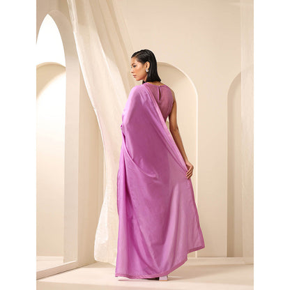 WeaverStory Lavender Pure Silk Saree with Unstitched Blouse