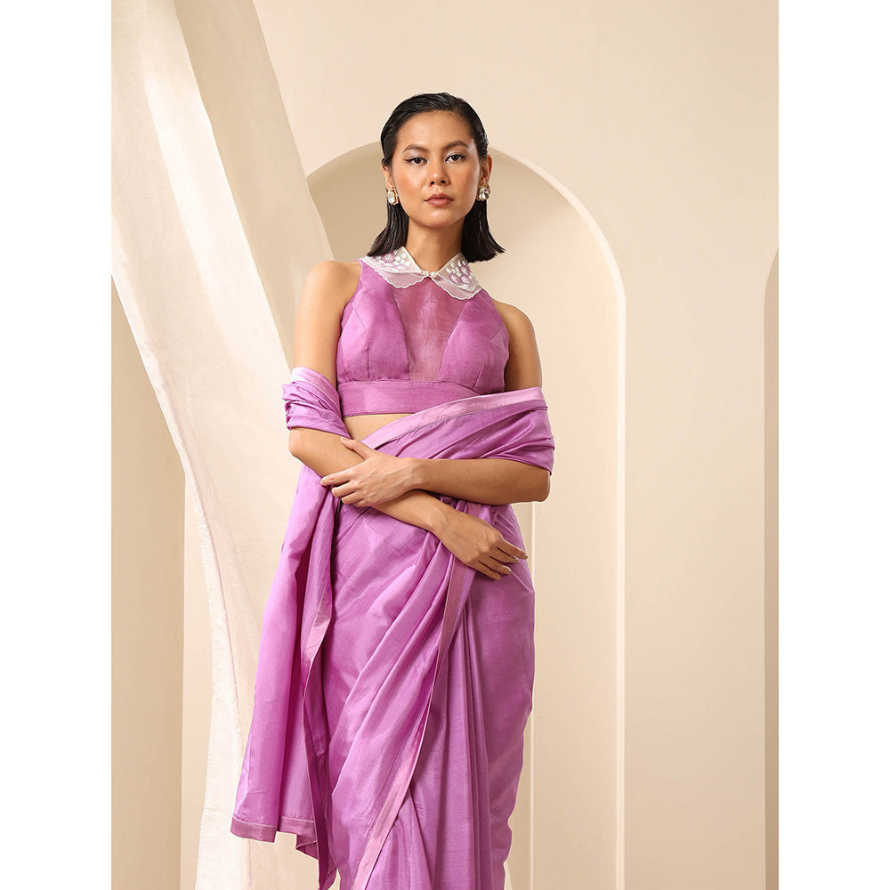 WeaverStory Lavender Pure Silk Saree with Unstitched Blouse