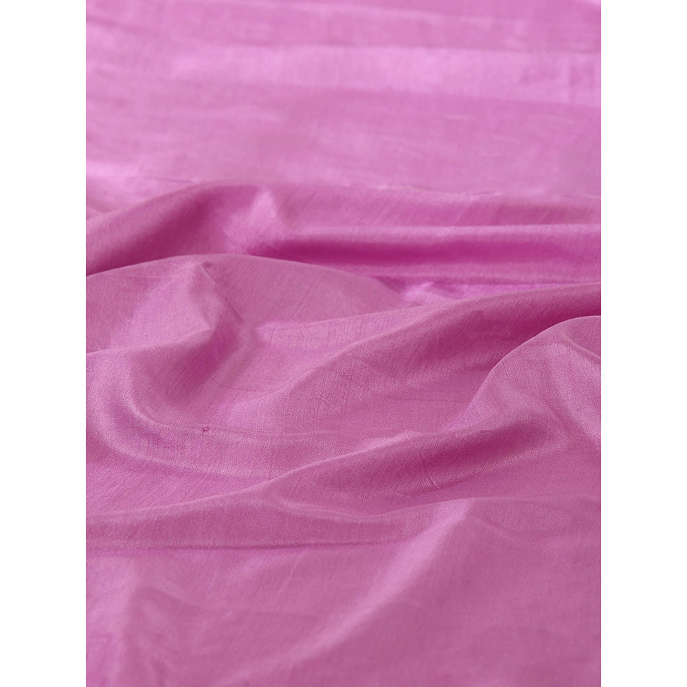WeaverStory Lavender Pure Silk Saree with Unstitched Blouse