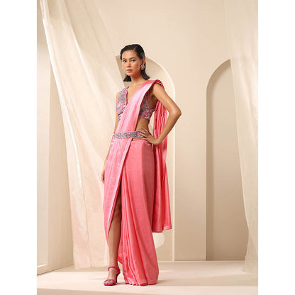 WeaverStory Pink Pure Silk Saree with Unstitched Blouse