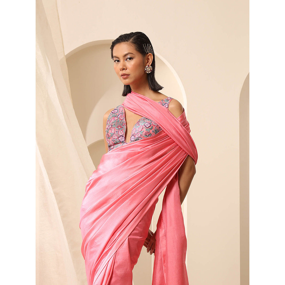 WeaverStory Pink Pure Silk Saree with Unstitched Blouse