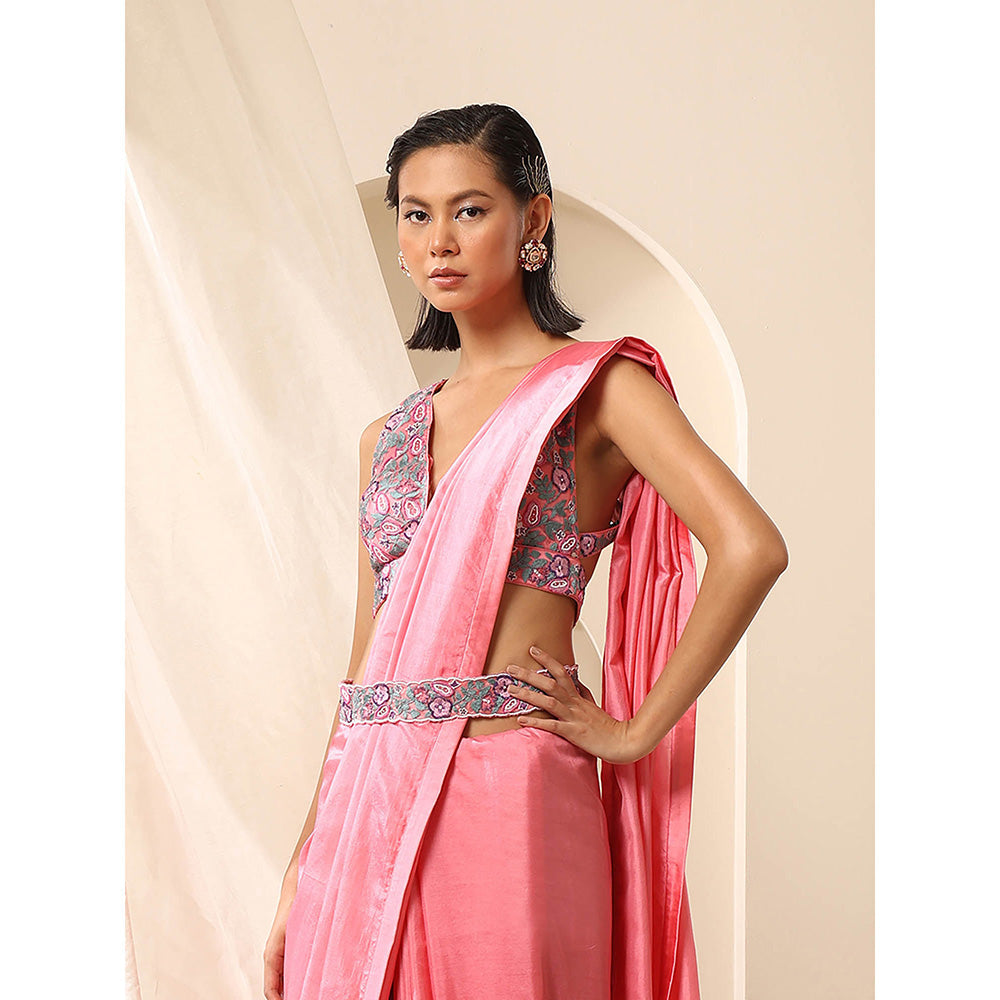 WeaverStory Pink Pure Silk Saree with Unstitched Blouse