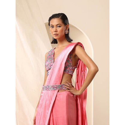 WeaverStory Pink Pure Silk Saree with Unstitched Blouse