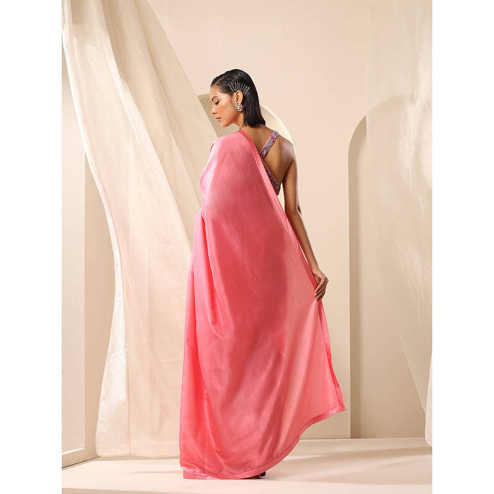 WeaverStory Pink Pure Silk Saree with Unstitched Blouse