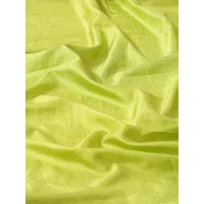 WeaverStory Lime Green Pure Silk Saree with Unstitched Blouse