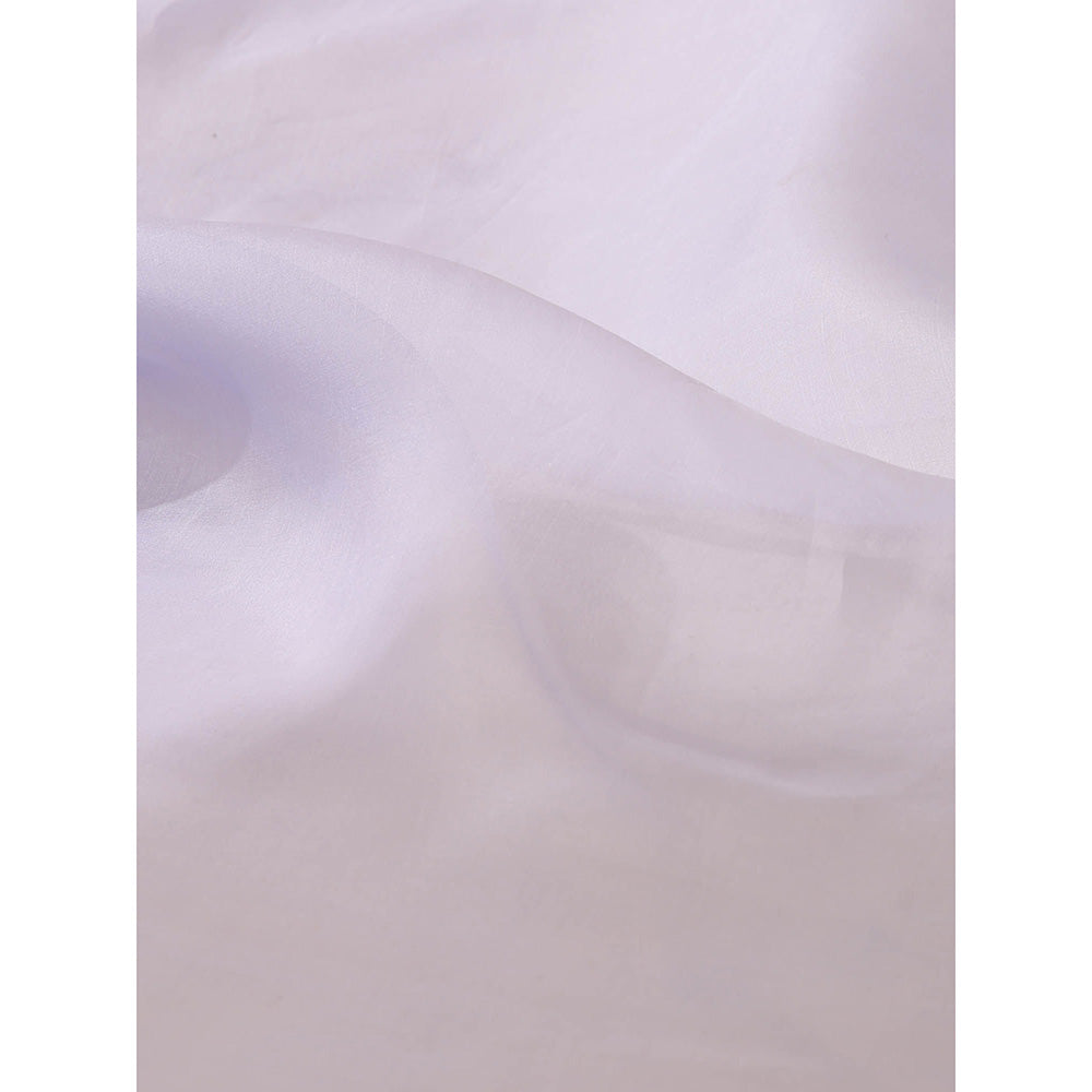 WeaverStory Grey Pure Organza Saree with Unstitched Blouse