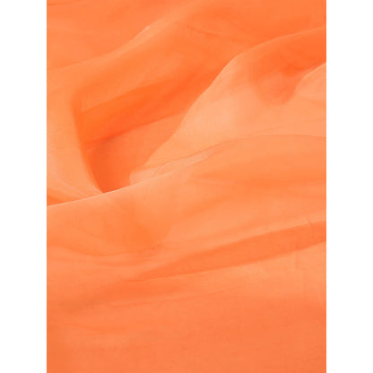 WeaverStory Orange Pure Organza Saree with Unstitched Blouse