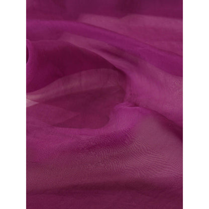 WeaverStory Purple Pure Organza Saree with Unstitched Blouse