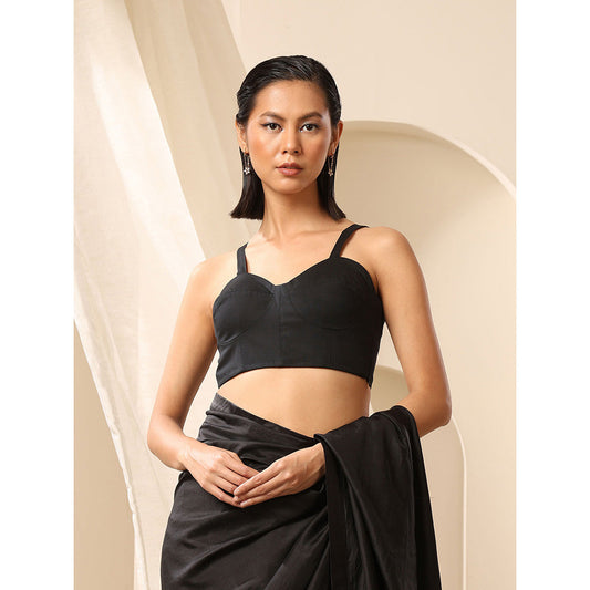 WeaverStory Black Corset Lycra Cotton Blouse