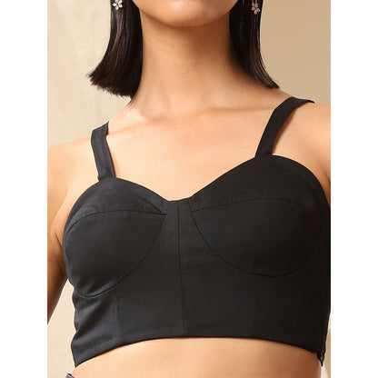WeaverStory Black Corset Lycra Cotton Blouse