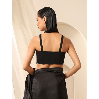 WeaverStory Black Corset Lycra Cotton Blouse
