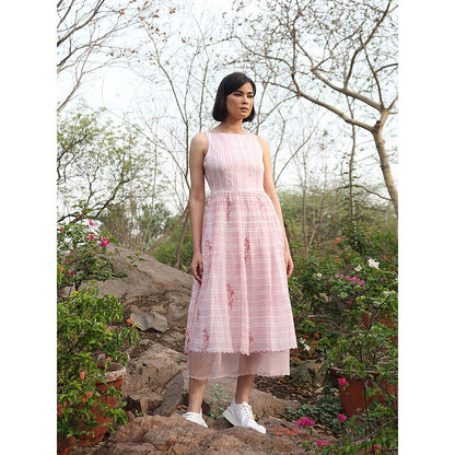 WeaverStory Pink Handloom Printed Dress