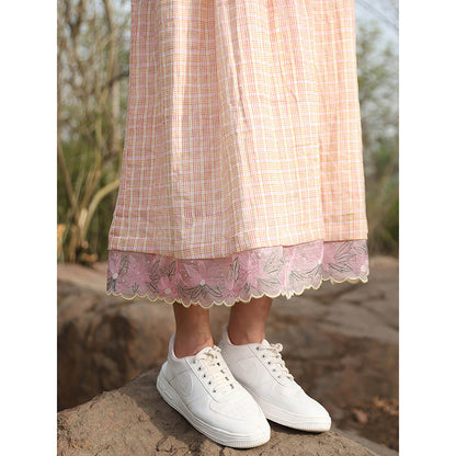 WeaverStory Peach Hand block Printed Dress