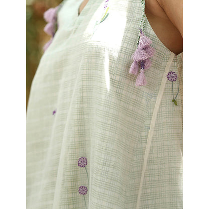 WeaverStory White Printed Dress