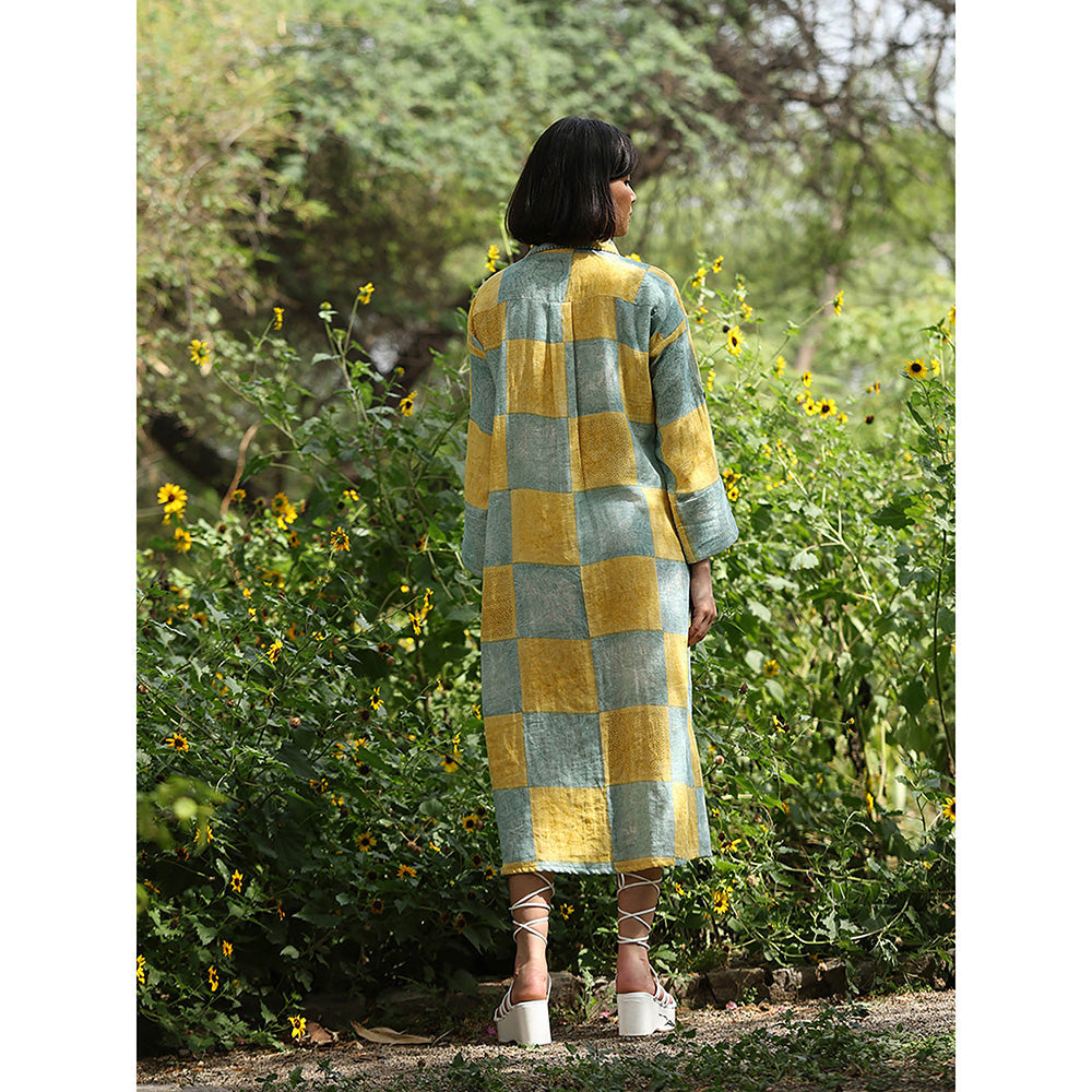WeaverStory Yellow Printed Shirt Dress