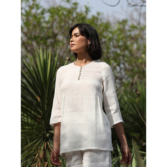 WeaverStory White Pure Cotton Top