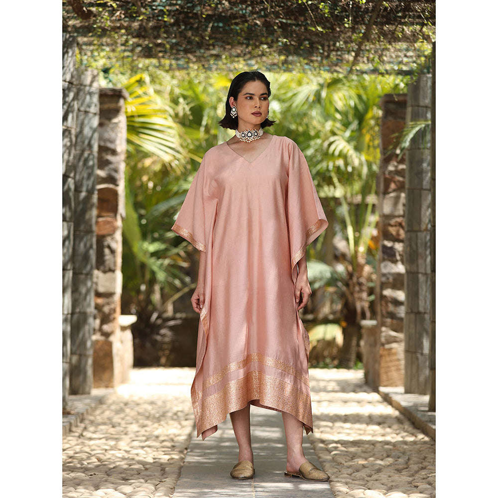 WeaverStory Blush Pink Handloom Kaftan Dress