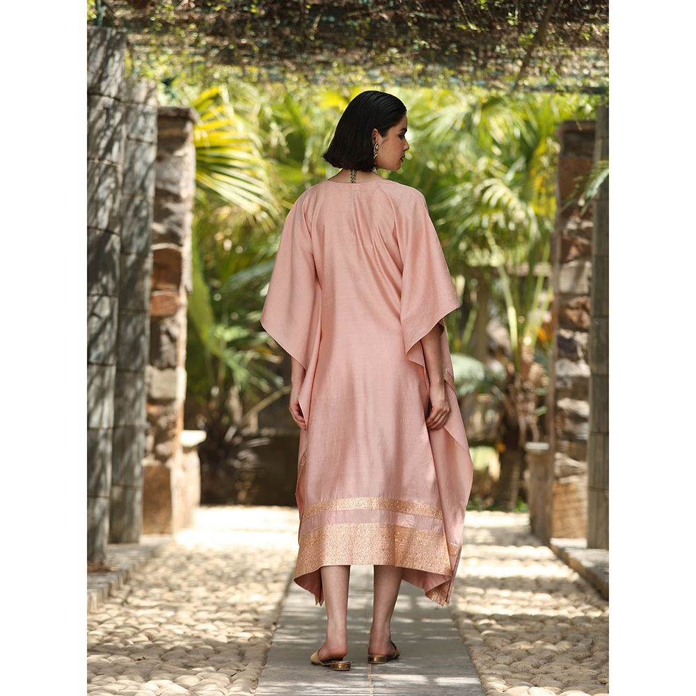 WeaverStory Blush Pink Handloom Kaftan Dress