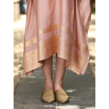WeaverStory Blush Pink Handloom Kaftan Dress