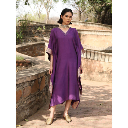 WeaverStory Purple Handloom Kaftan Dress
