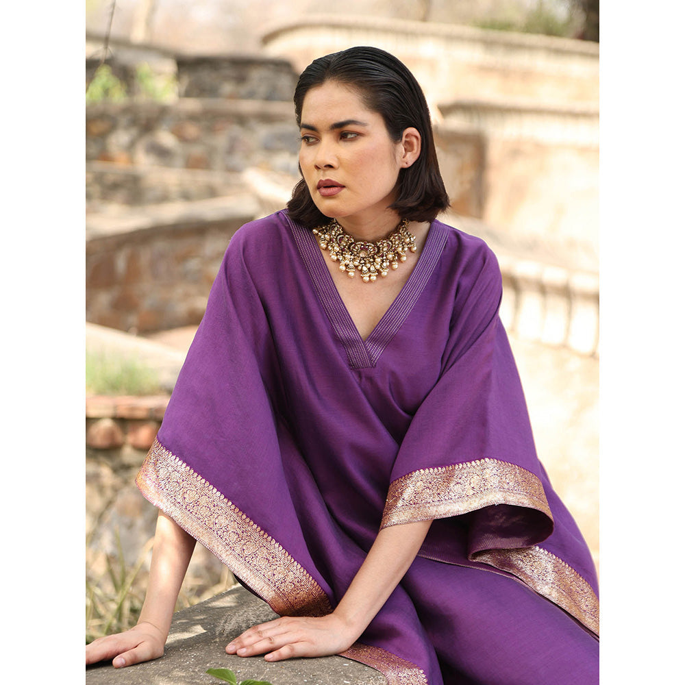 WeaverStory Purple Handloom Kaftan Dress