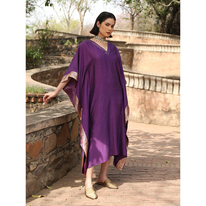 WeaverStory Purple Handloom Kaftan Dress