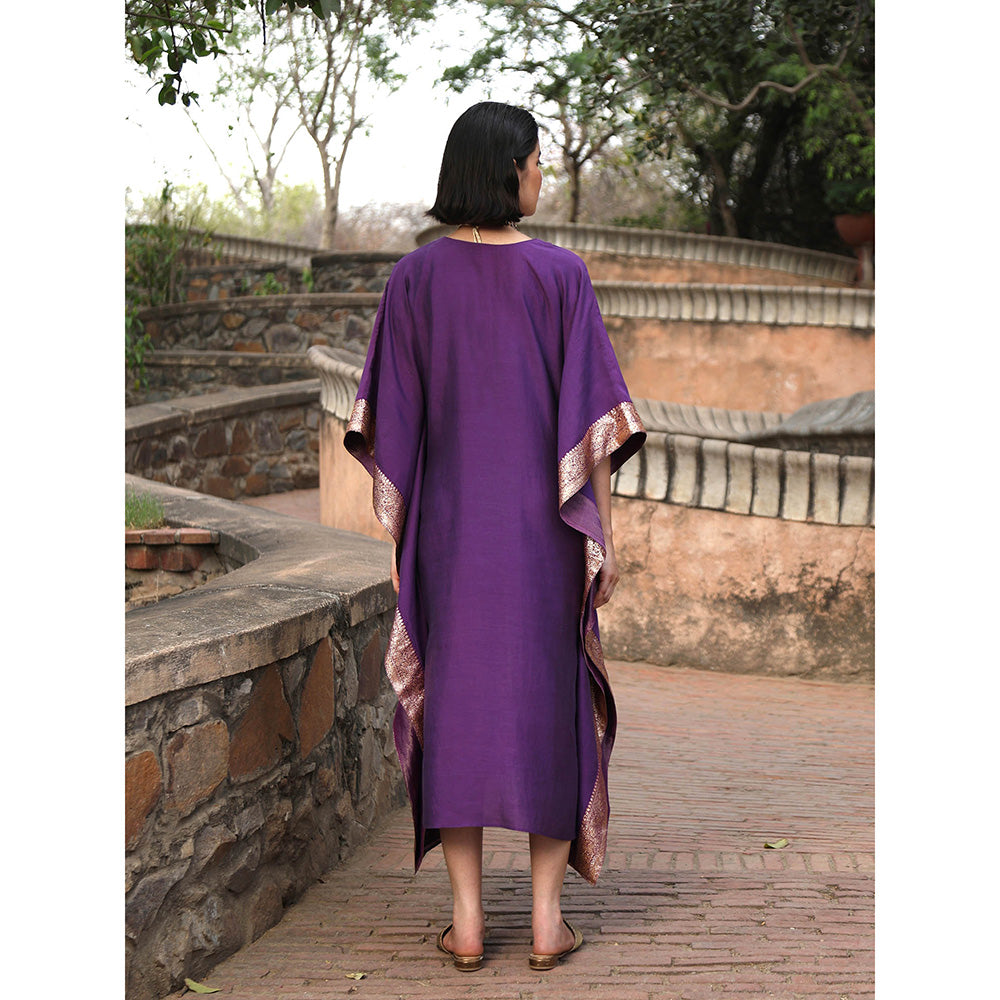 WeaverStory Purple Handloom Kaftan Dress
