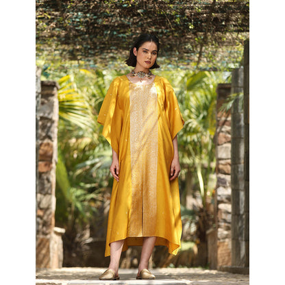 WeaverStory Yellow Handloom Kaftan Dress