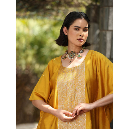 WeaverStory Yellow Handloom Kaftan Dress