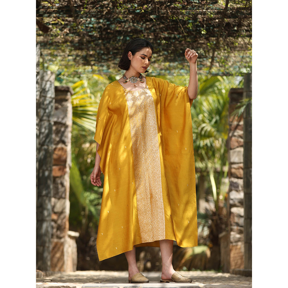 WeaverStory Yellow Handloom Kaftan Dress