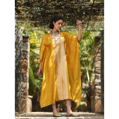 WeaverStory Yellow Handloom Kaftan Dress