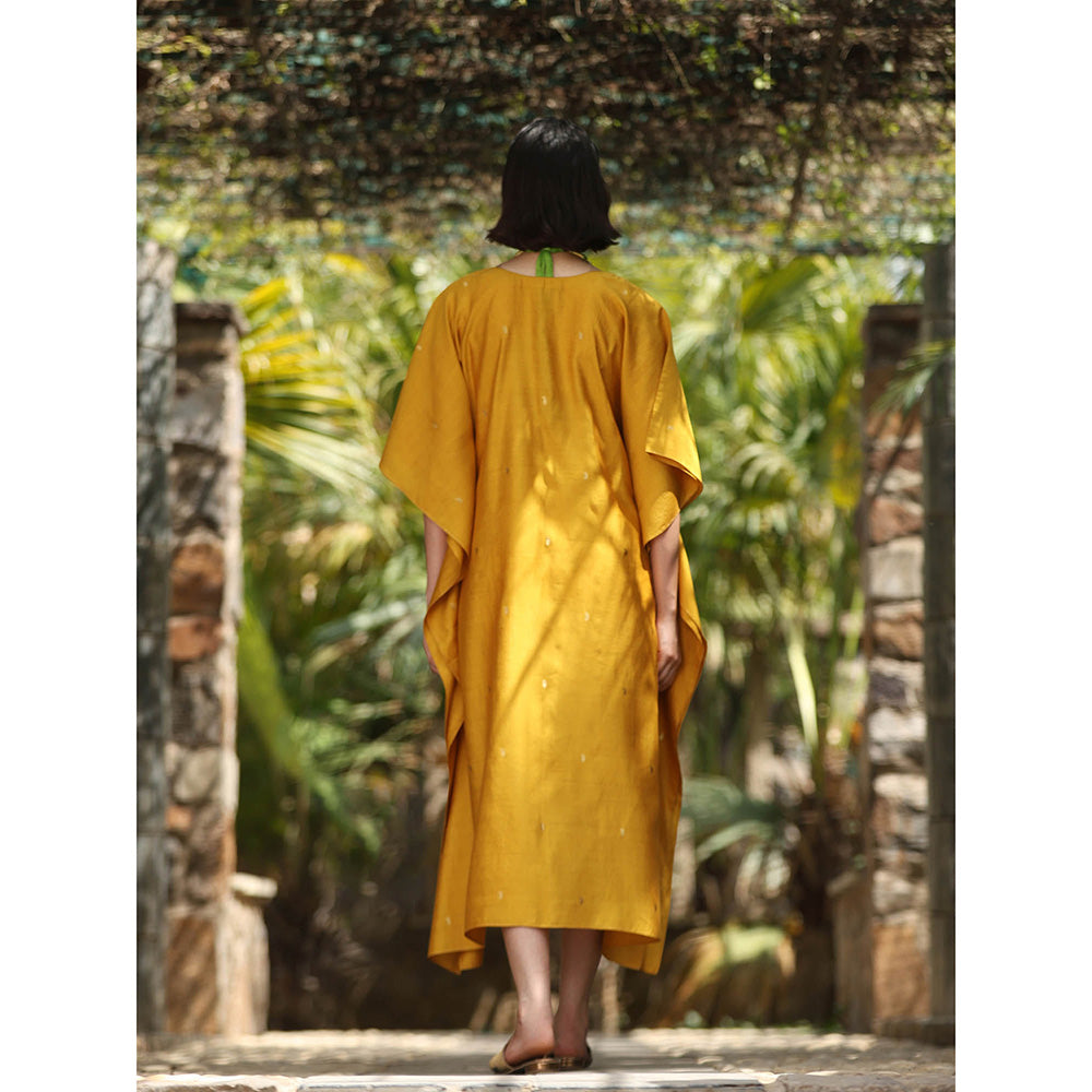 WeaverStory Yellow Handloom Kaftan Dress