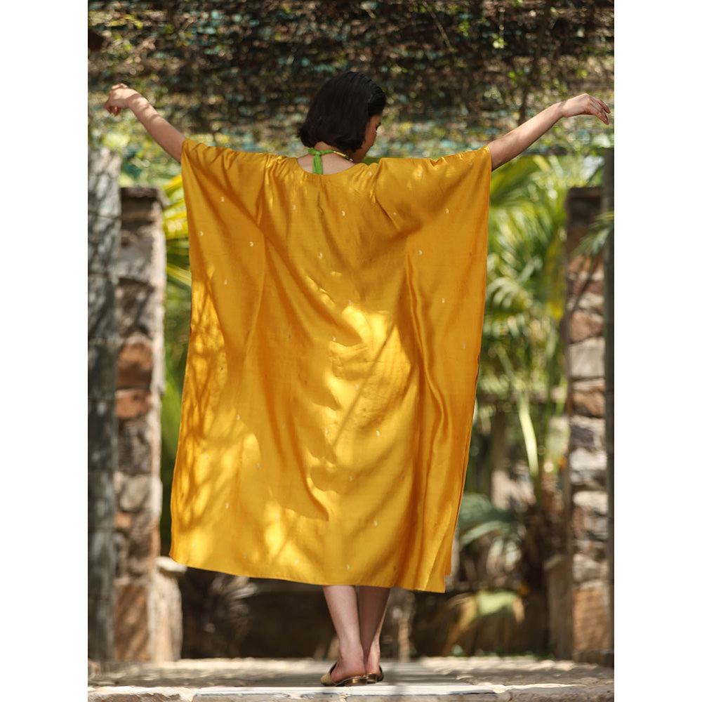 WeaverStory Yellow Handloom Kaftan Dress