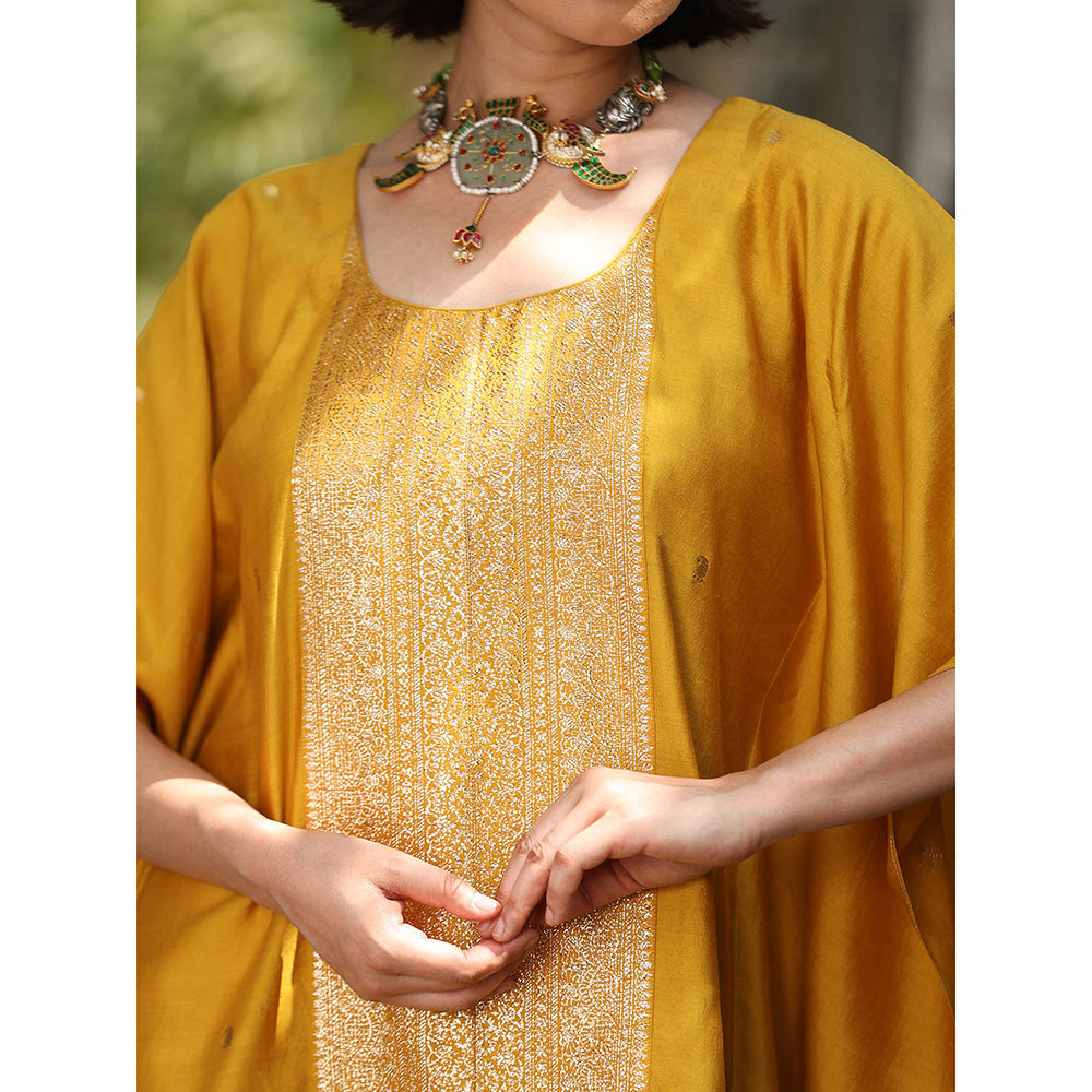 WeaverStory Yellow Handloom Kaftan Dress