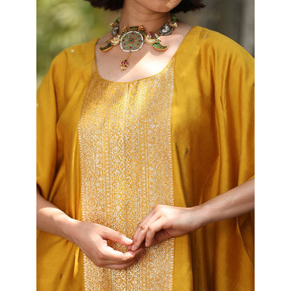 WeaverStory Yellow Handloom Kaftan Dress