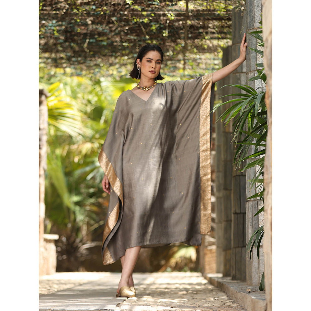 WeaverStory Grey Handloom Kaftan Dress