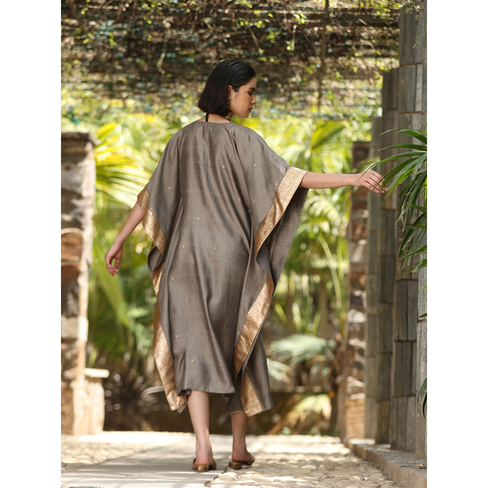 WeaverStory Grey Handloom Kaftan Dress