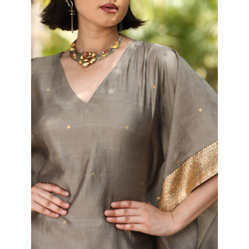 WeaverStory Grey Handloom Kaftan Dress