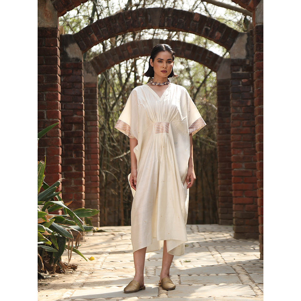 WeaverStory Ivory Handloom Kaftan Dress