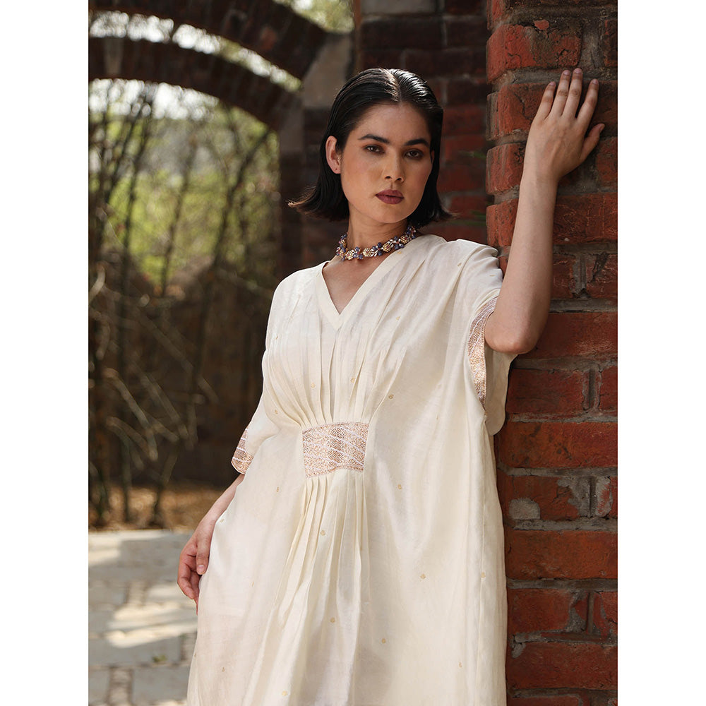 WeaverStory Ivory Handloom Kaftan Dress