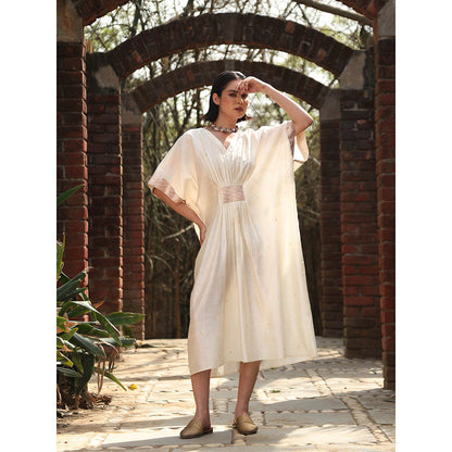WeaverStory Ivory Handloom Kaftan Dress