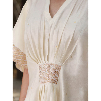 WeaverStory Ivory Handloom Kaftan Dress